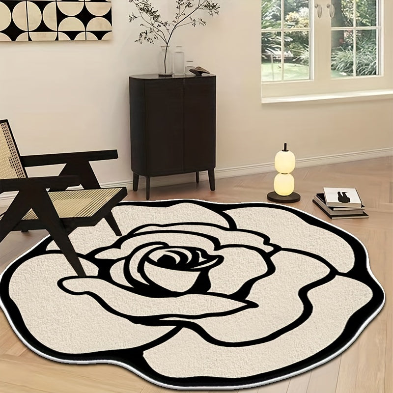 Art Flower Pattern Floor Mat Thick Cashmere Bedside Carpet
