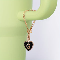 2pcs ID Initial Letter Cup Handle Charm Heart Shaped Pendant Decor