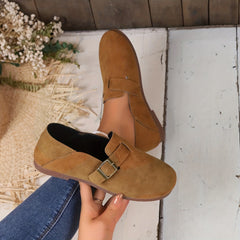 Women's Retro Buckle Strap Casual Walking Flats