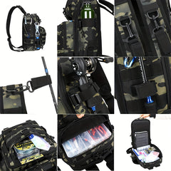 Fishing Tackle Storage Bag with Water Bottle & Rod Holder