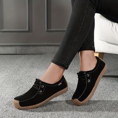Women's Retro Flat Shoes Solid Low Top Slip On Casual Soft Sole Flats