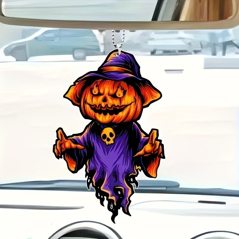2D Acrylic Scary Pumpkin Head Ornament Halloween Christmas Tree Car Accessory