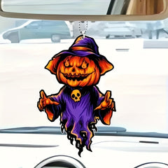 2D Acrylic Scary Pumpkin Head Ornament Halloween Christmas Tree Car Accessory