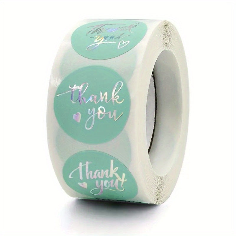 500pcs Thank You Stickers Rainbow Silvery Gilding Art Stickers