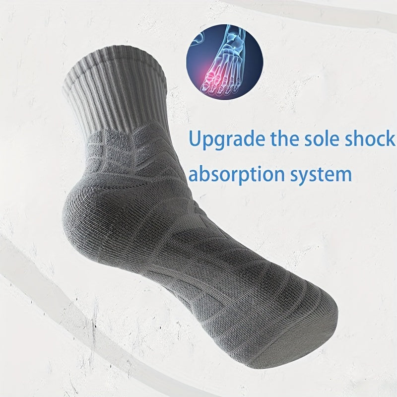 Men's Mid Crew Sport Socks Non Slip Shock Absorption Breathable Athletic Socks