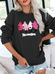 Halloween Ghosts Print Pullover Sweatshirt Crew Neck Sweatshirt