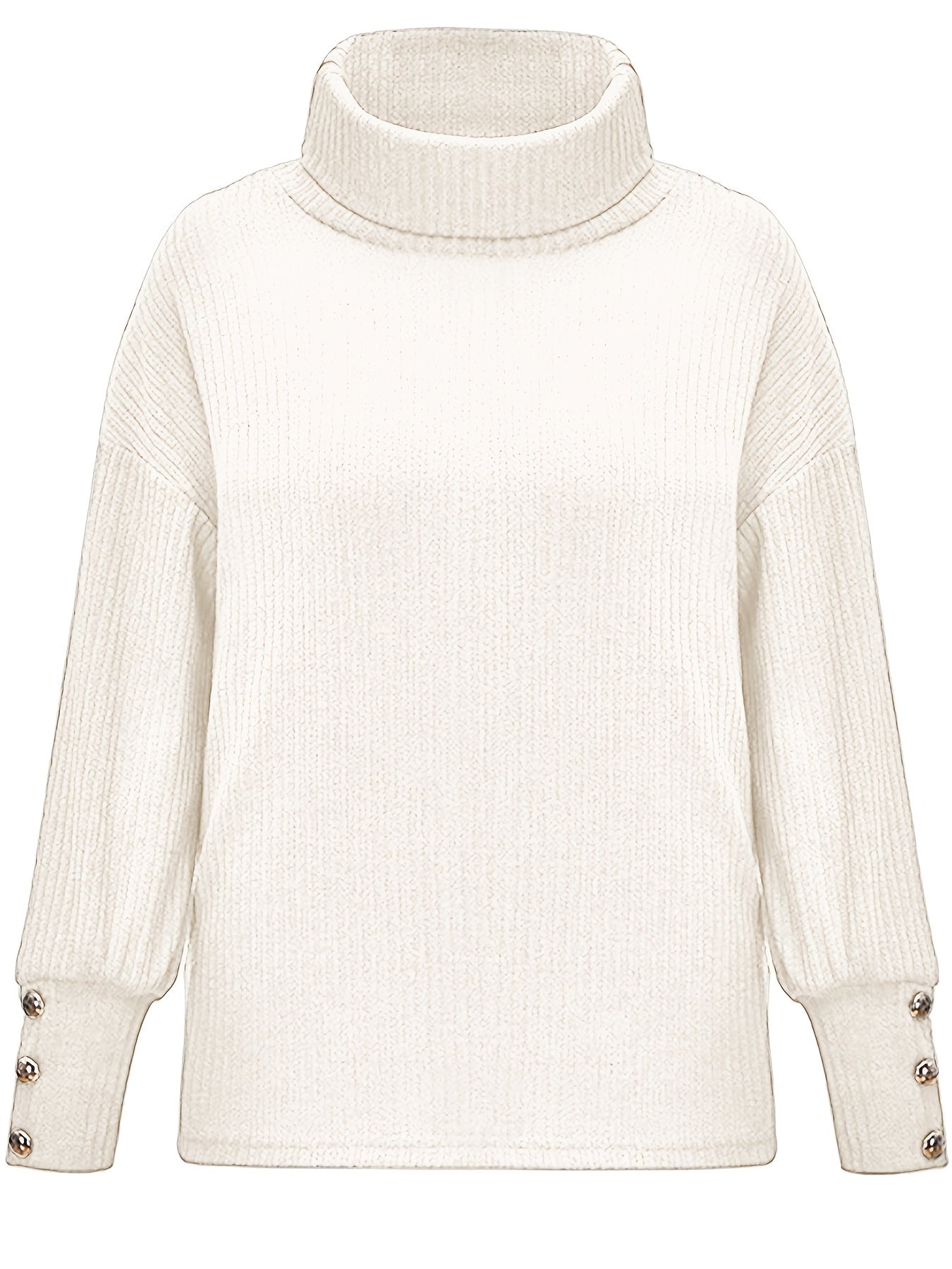 Women's Turtleneck Knitted Button Sweater