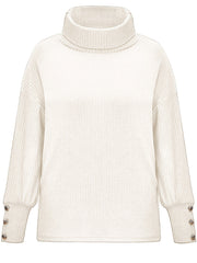 Women's Turtleneck Knitted Button Sweater