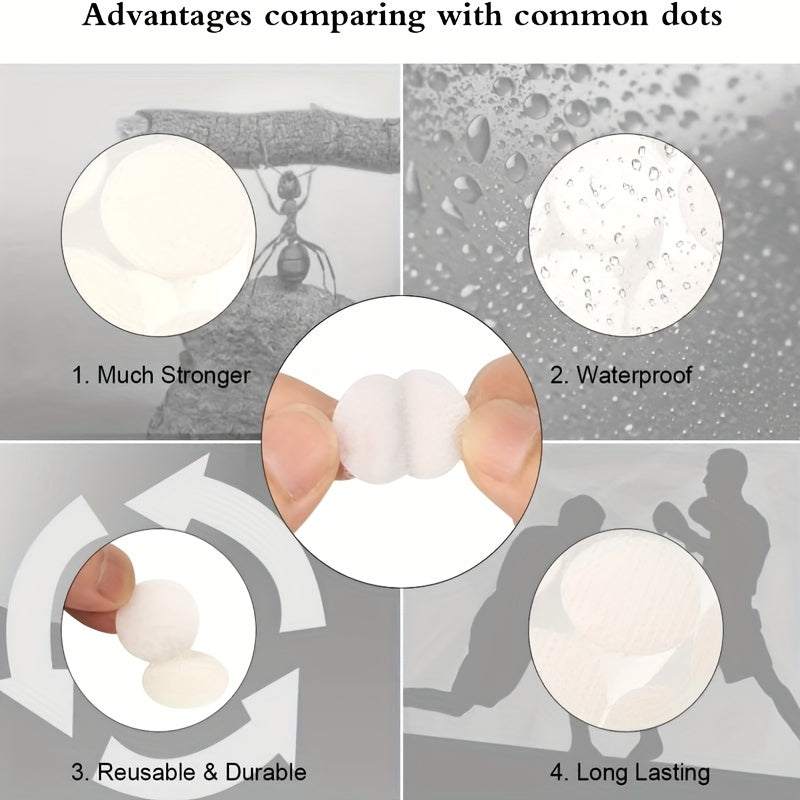 Self Adhesive Dots 850 Count 0.39 Inch Hook and Loop Coins Waterproof Adhesive