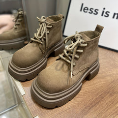 Women's Chunky Motorcycle Boots Lace Up Outdoor Shoes