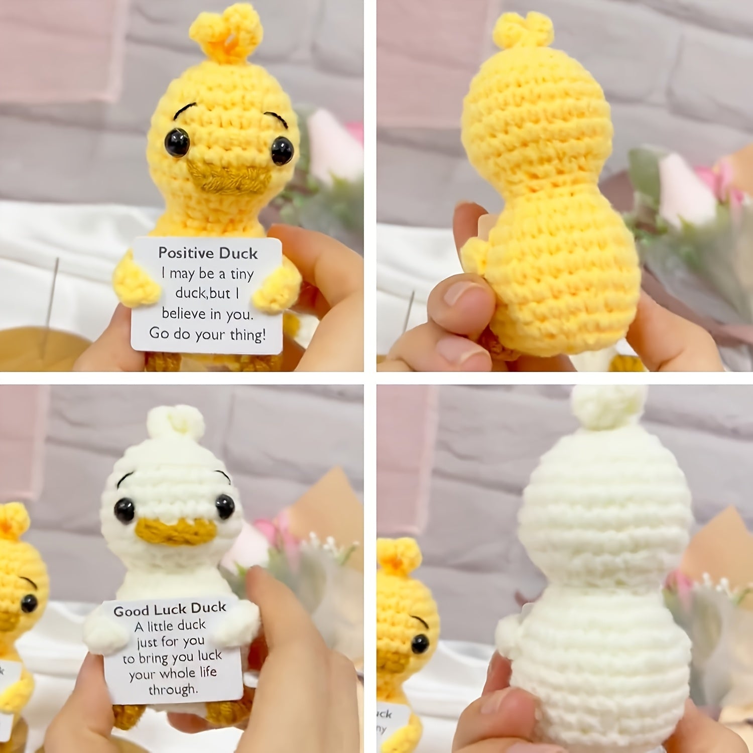 Fabric Crochet Duck Toy Lucky Duck with Yellow Beak Birthday & Party Decor