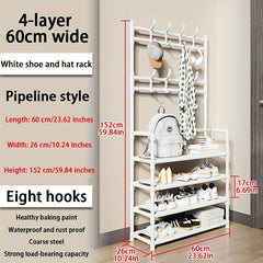 Coat Rack Shoe Rack Organizer with Storage Shelves & Hooks