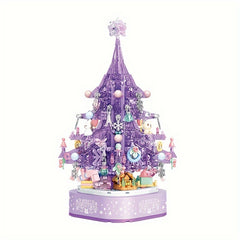 729pcs Purple Christmas Tree Building Blocks Toy with Music Box