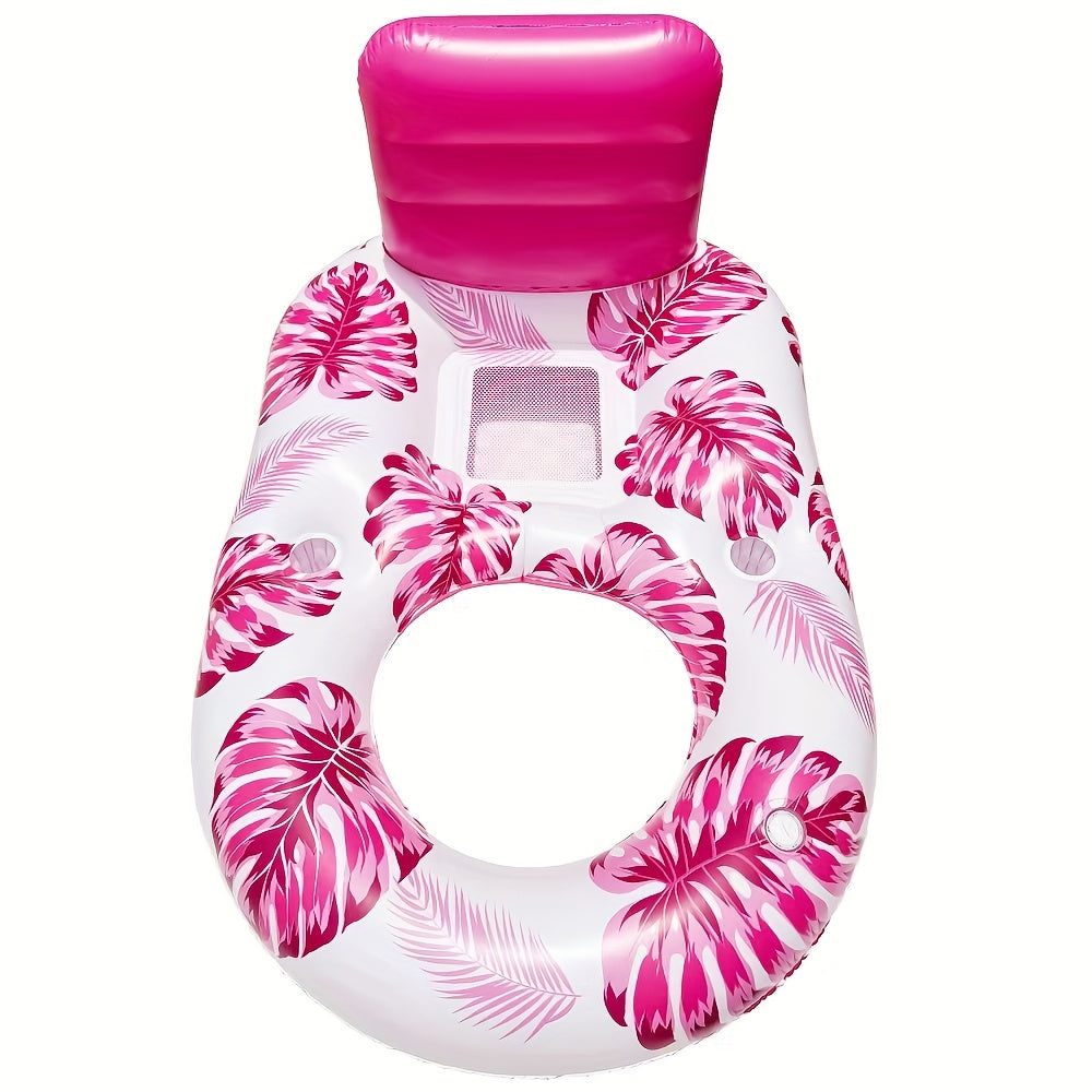 Leaf Pool Float Inflatable Lounge Chair with Cup Holder