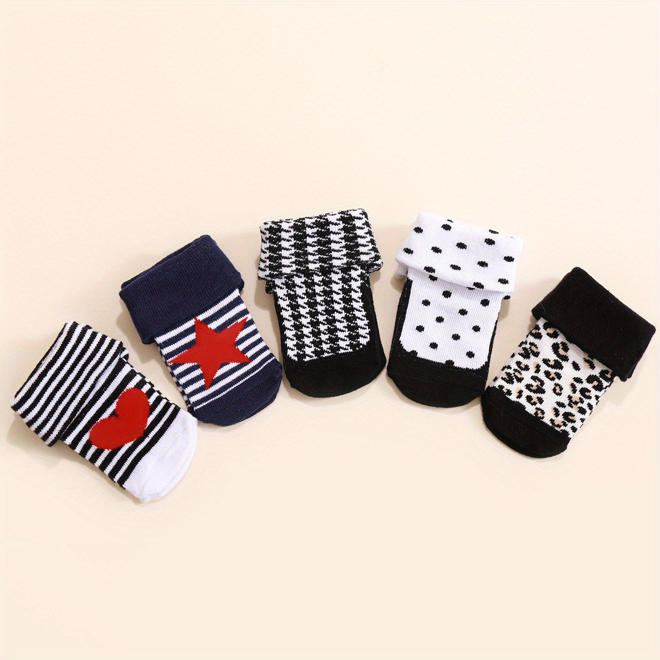5 Pairs Baby Love Pattern Socks for Toddlers 0-12 Months