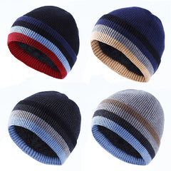Fleece Cuffed Knitted Hat Outdoor Sports Warm Cap