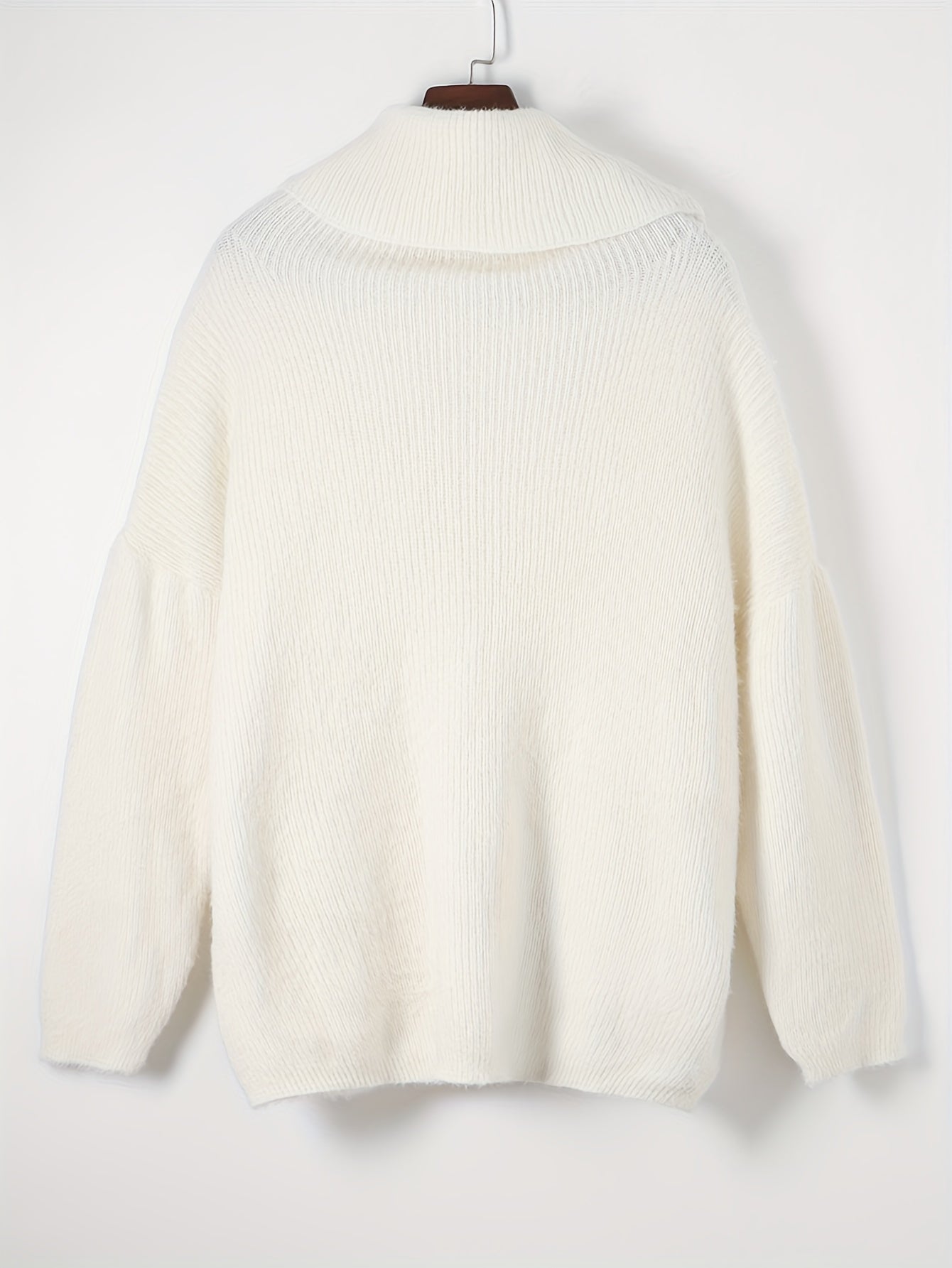 Solid Eyelash Long Sleeve Turtle Neck Jumper