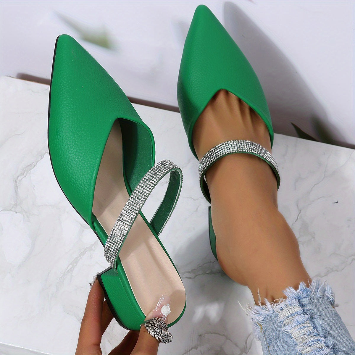 Women's Chunky Low Heels Slip On Mules