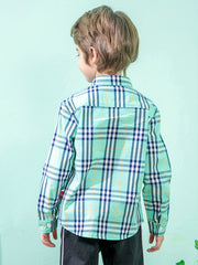 Boys Letter Print Plaid Shirts Button Down Tops Spring Fall Outwear Jacket