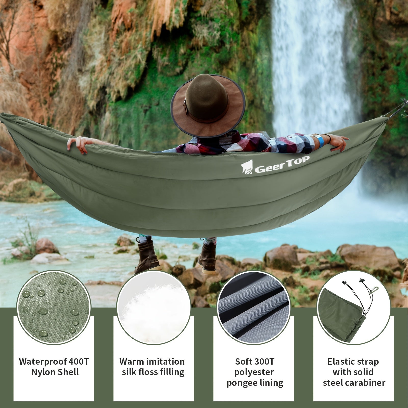 GEERTOP Lightweight Hammock Camping Quilt 3-4 Seasons Under Quilt