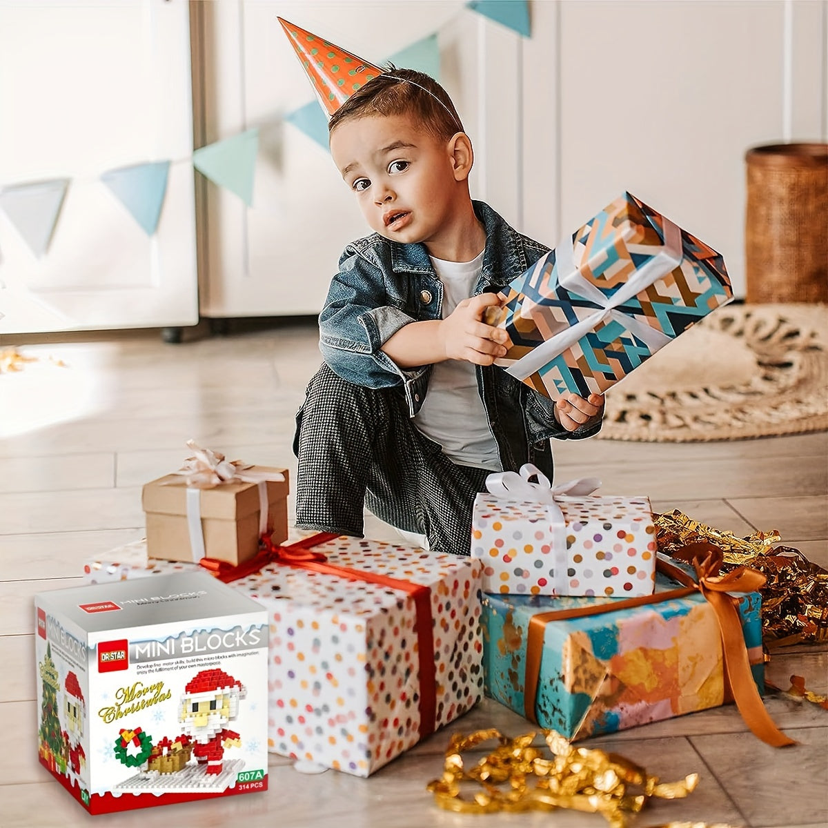 Christmas Building Blocks Set 314pcs Holiday Present Box Stacking Toys
