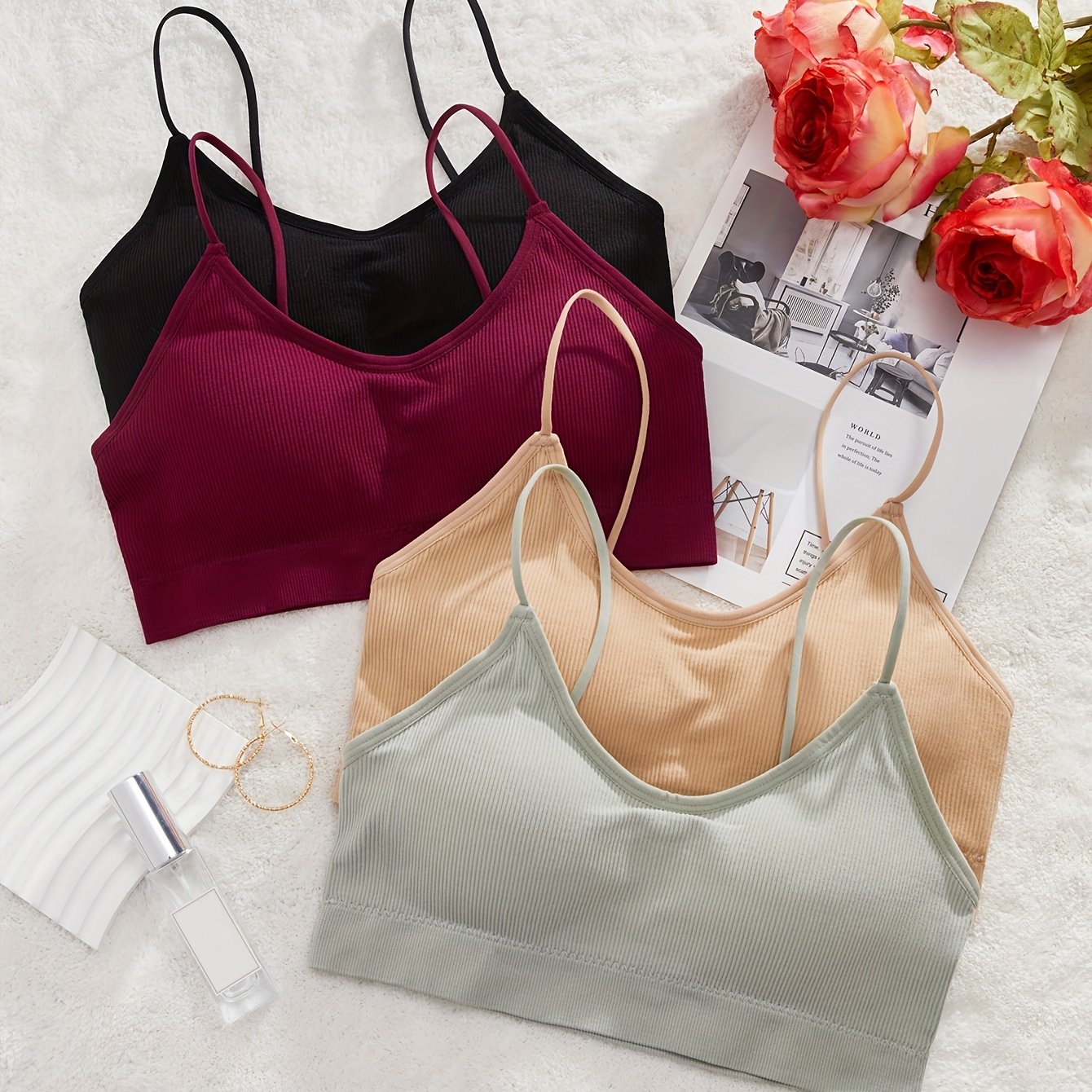 4pcs Wireless Bras Stretch Intimates Women's Lingerie