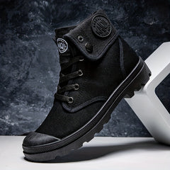 Men's Casual Solid Work Boots Lace Up Round Toe Non Slip Outdoor Comfortable