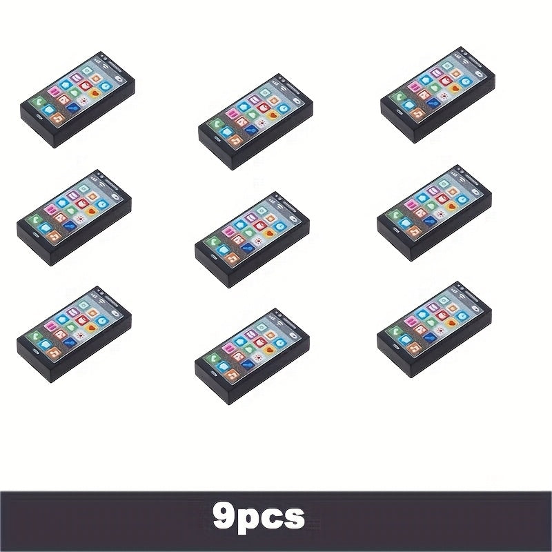 9pcs Printed Parts Modern Mobile Phone Model Assembly Toy