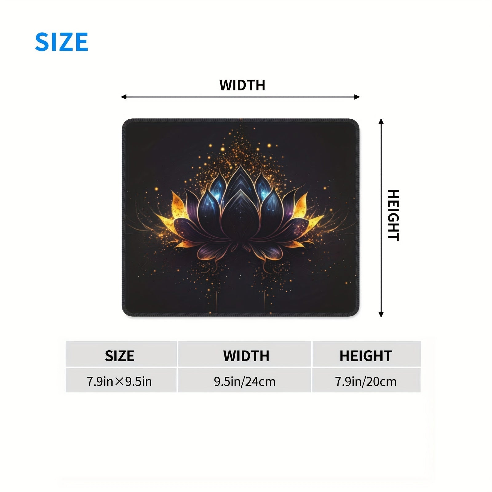 Square Stitched Edge Mousepad Golden Lotus Pattern Office Home Games Desktop