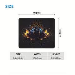Square Stitched Edge Mousepad Golden Lotus Pattern Office Home Games Desktop