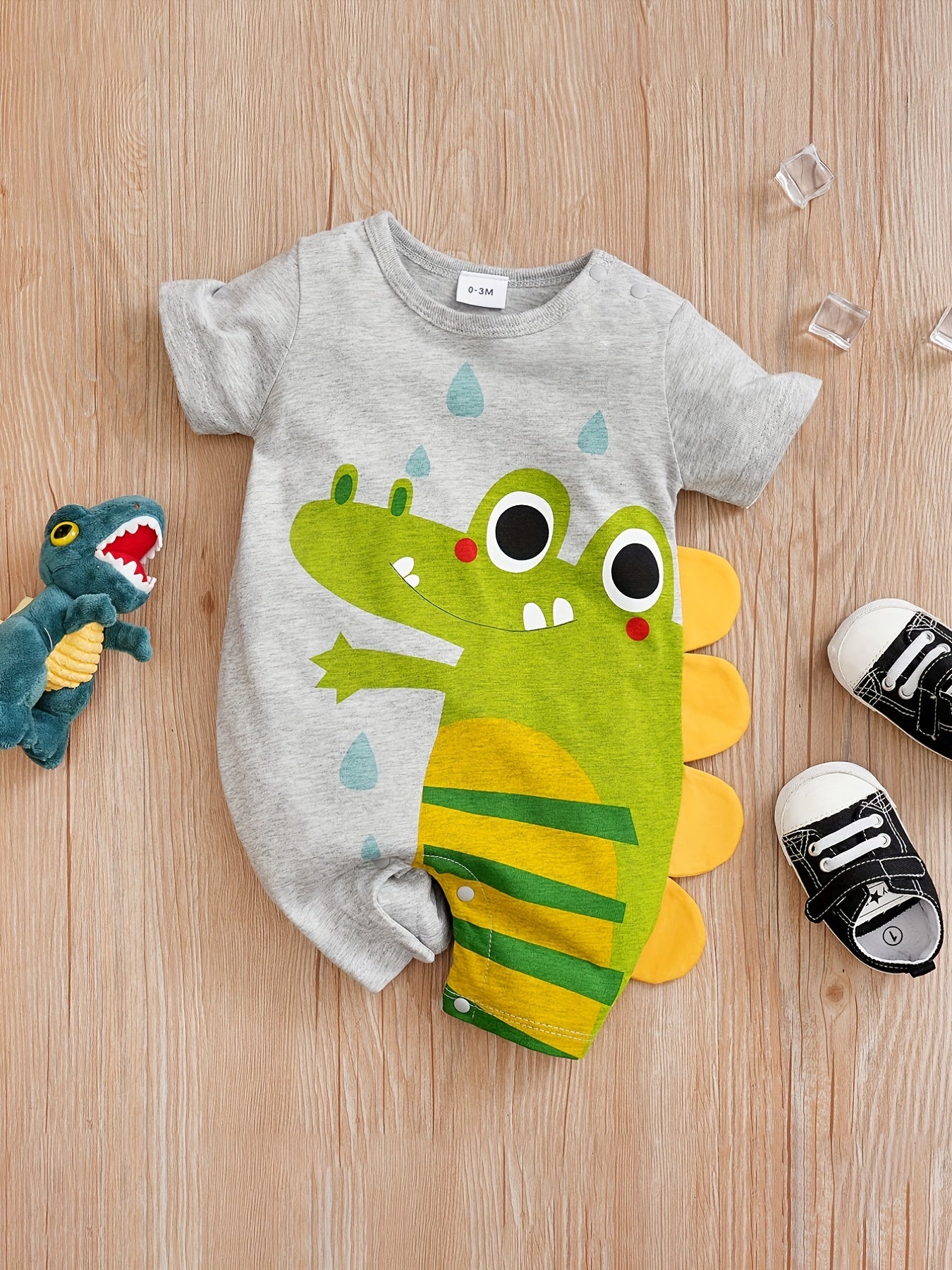 Baby Boy's Cotton Jumpsuit Crocodile Print