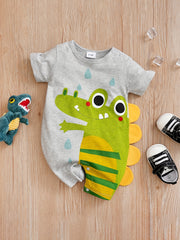 Baby Boy's Cotton Jumpsuit Crocodile Print