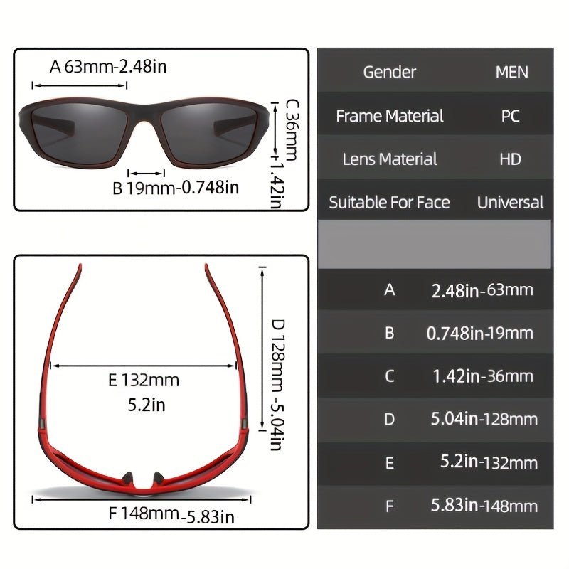 Men's Square Frame Polarized Sunglasses UV 400 Protection