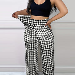 Women's Houndstooth Wide Leg Pants