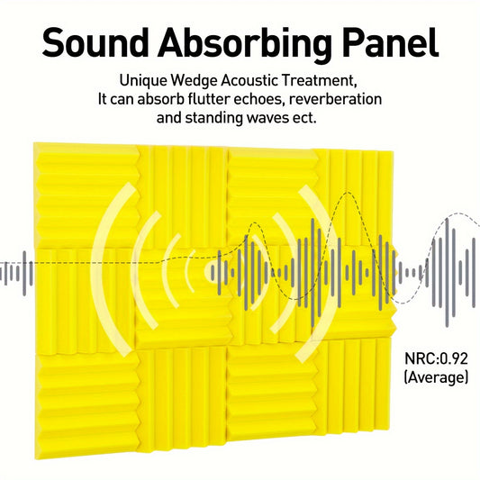 12pcs Yellow High Density Triangular Groove Sound Insulation Cotton