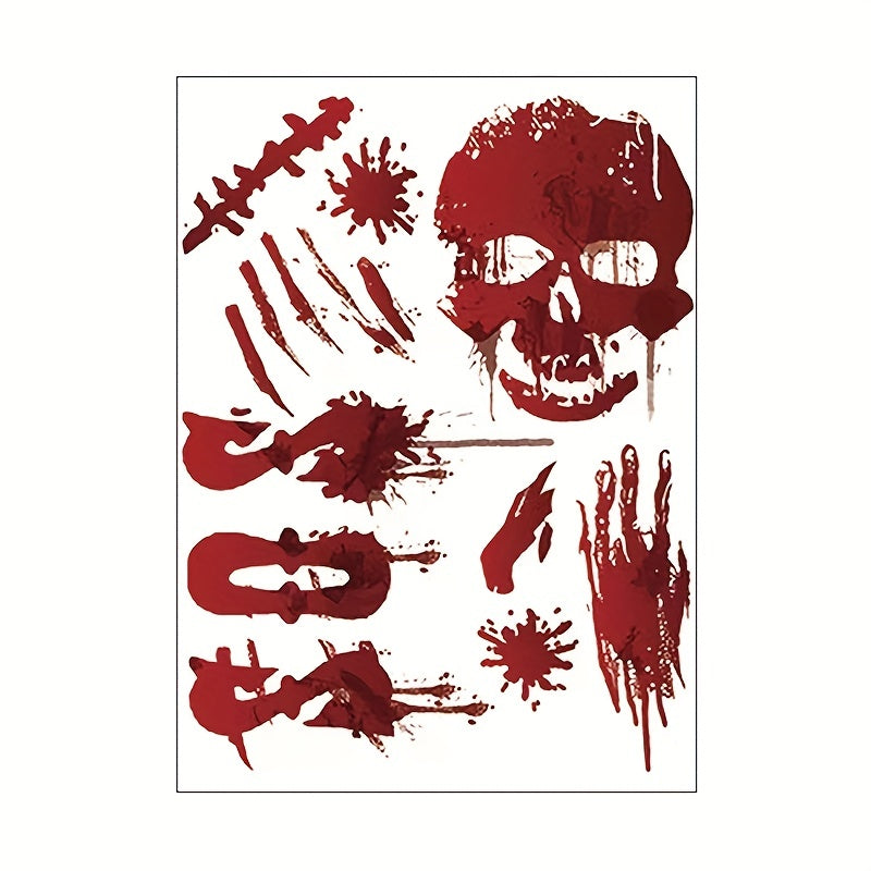 Halloween Wall Stickers Blood Handprint Footprint Bat Window Stickers
