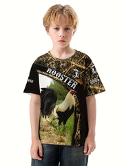 Rooster 3D Print Kids T shirt Boys Summer Lightweight Round Neck Top