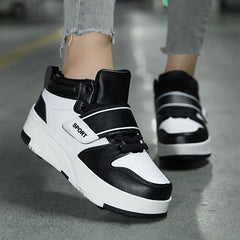 Girl's Roller Shoes Hook Loop Fastener Skate Sneakers Kids Teen Outdoor