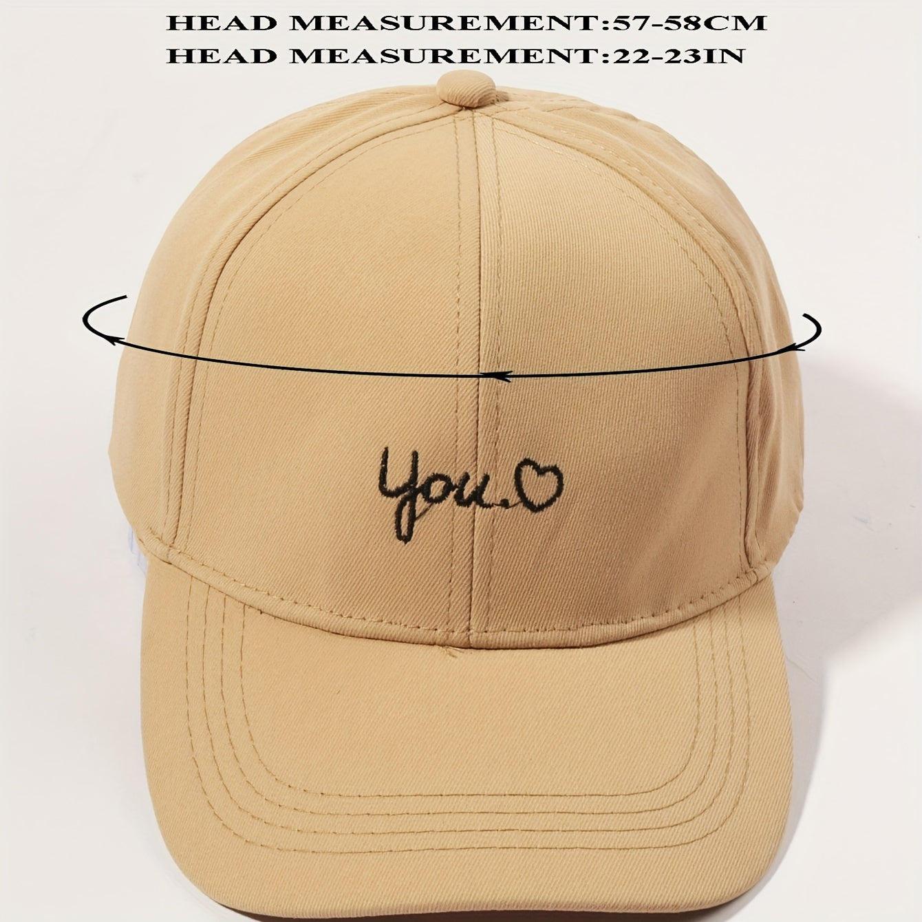 Love You Embroidery Baseball Cap Khaki Sun Hat Adjustable Breathable Dad Hats