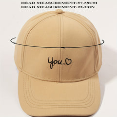 Love You Embroidery Baseball Cap Khaki Sun Hat Adjustable Breathable Dad Hats