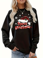 Christmas Print Sweatshirt Crew Neck Long Sleeve Casual Women's Clothing