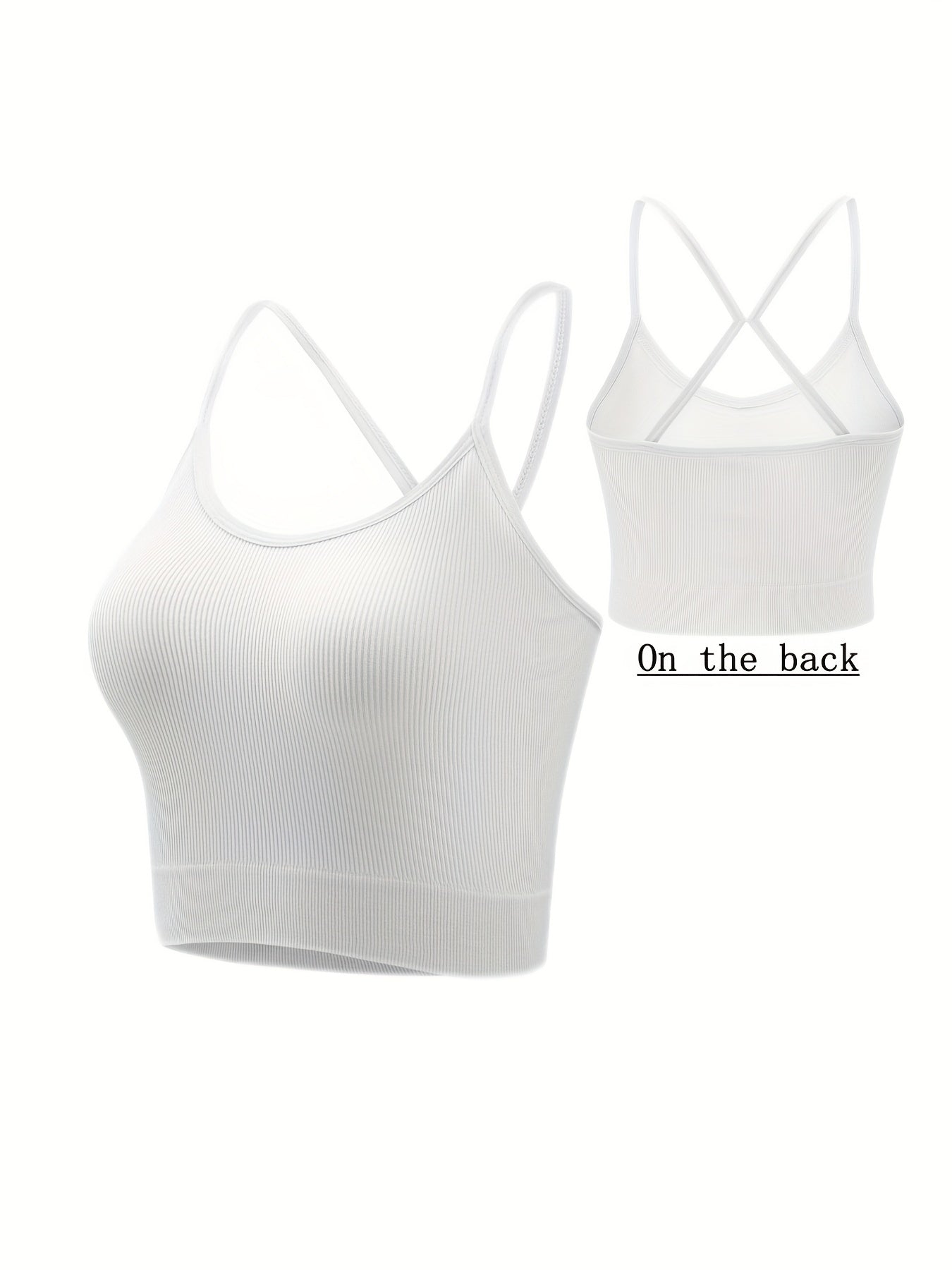 4pcs Ribbed Wireless Cami Tops Cross Back No Padding Cami Top