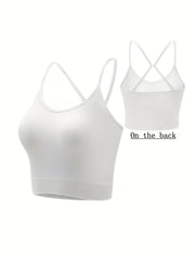 4pcs Ribbed Cross Back Cami Tops No Padding Women's Lingerie