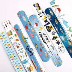 24pcs Gone Fishing Slap Bracelets Party Favors Navy Orange Red Yellow Teal Gray