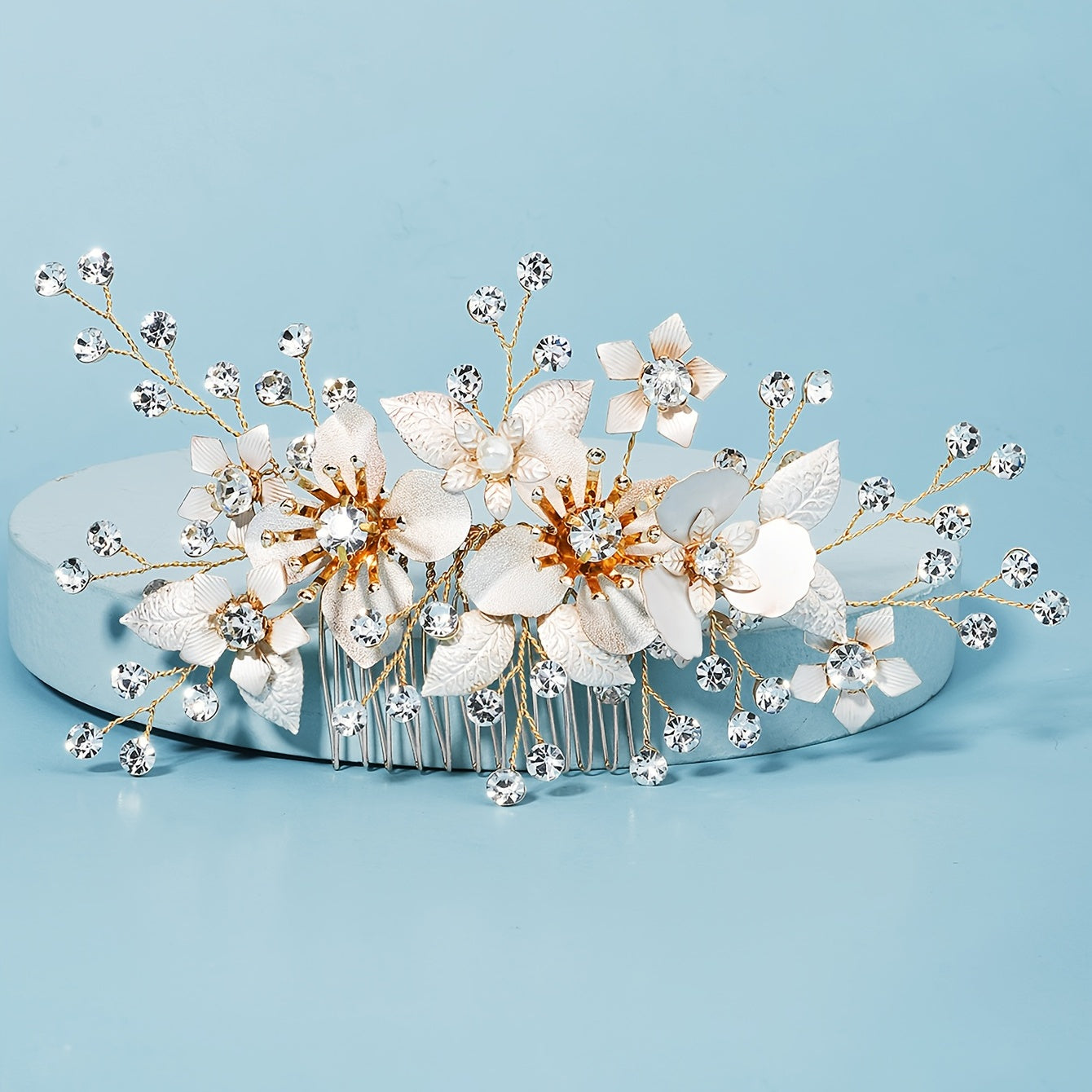 Rose Flower Bride Wedding Hair Comb Faux Pearl Bridal Hair Clip