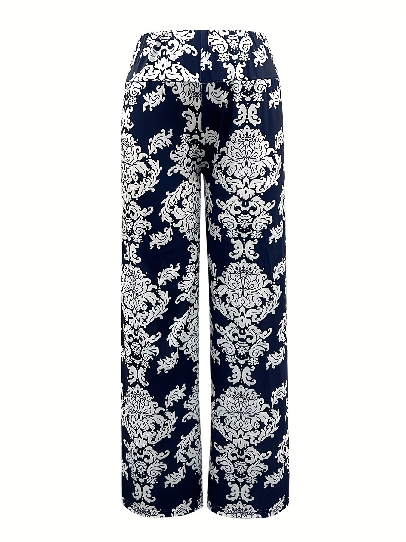 Ethnic Print Straight Leg Pants Mid Waist Casual Pants