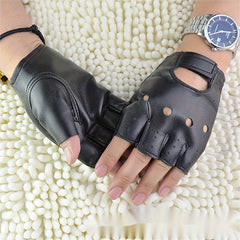 Men's Half Finger Leather Outdoor Gloves