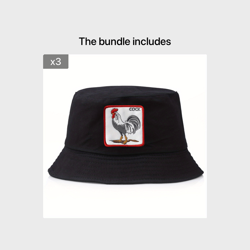 Animal Embroidery Fisherman's Hat Sunscreen Casual Hat