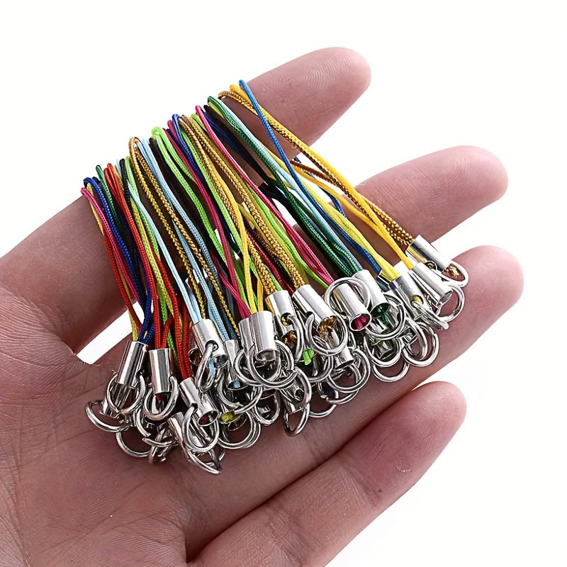 100pcs Phone Chain Shape Keychain Bulk Nylon Wire Rope Key Rope DIY Accessories