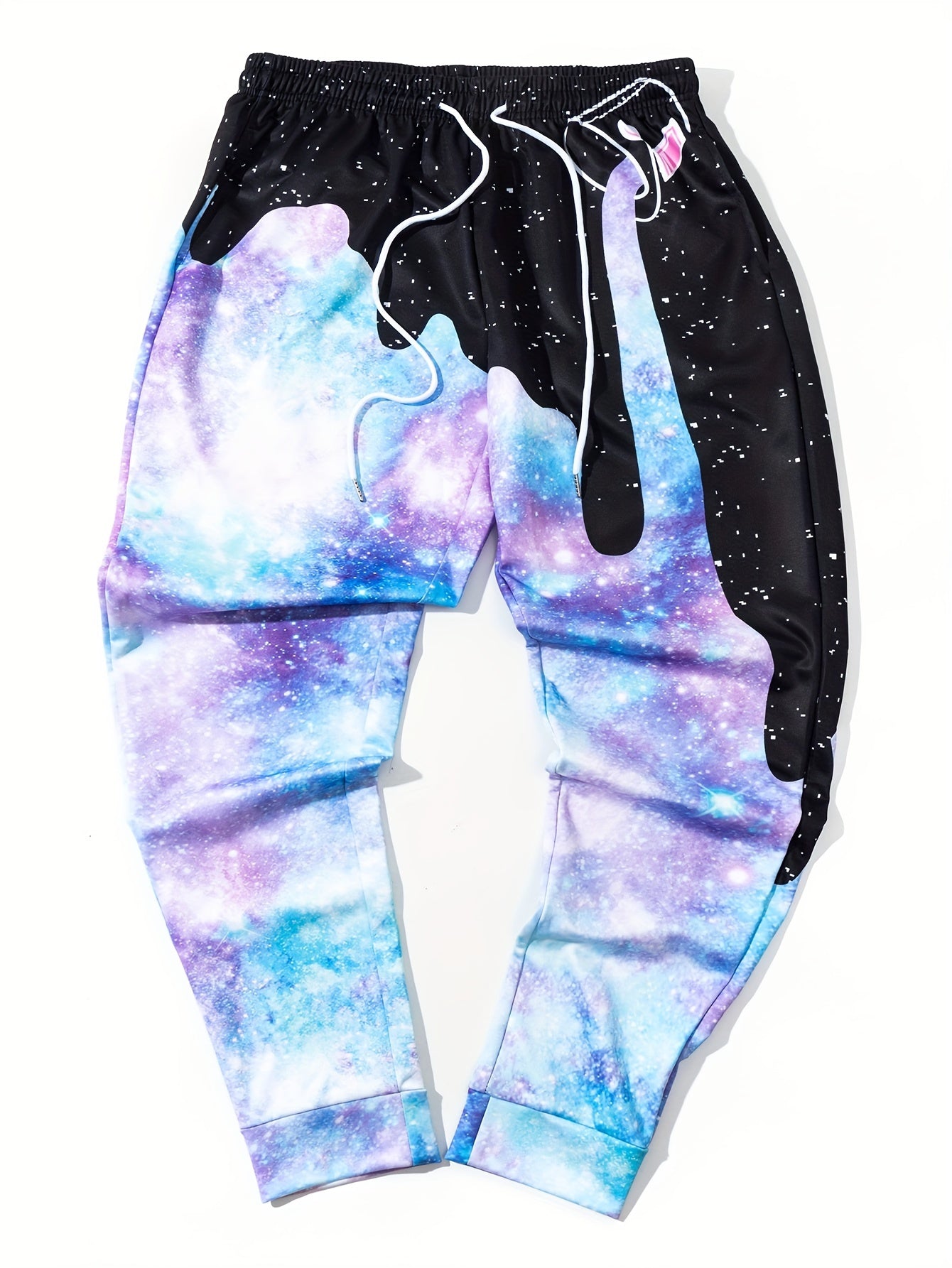 Shining Pattern Drawstring Sweatpants Loose Fit Pants Men's